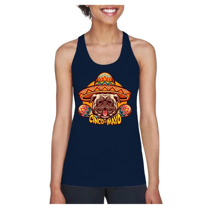 Cinco De Mayo Cute Pug Women's Racerback Tank