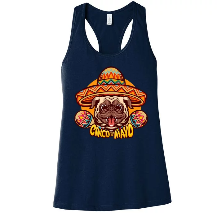 Cinco De Mayo Cute Pug Women's Racerback Tank