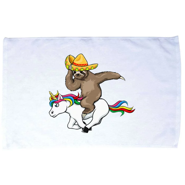 Cinco De Mayo Funny Sloth Riding Unicorn Microfiber Hand Towel