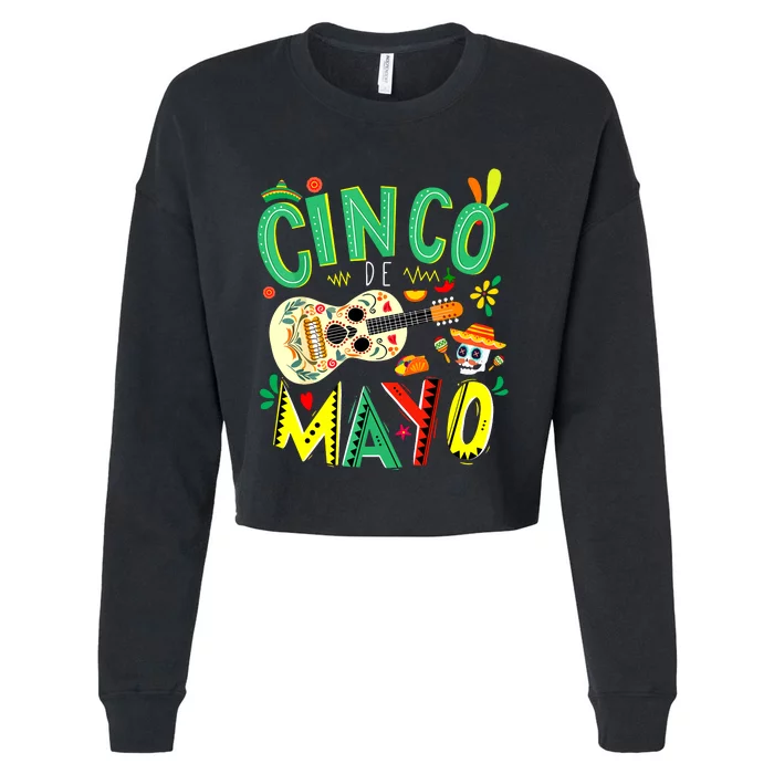 Cinco De Mayo Lets Fiesta Squad 5 De Mayo Mexican Fiesta Cropped Pullover Crew