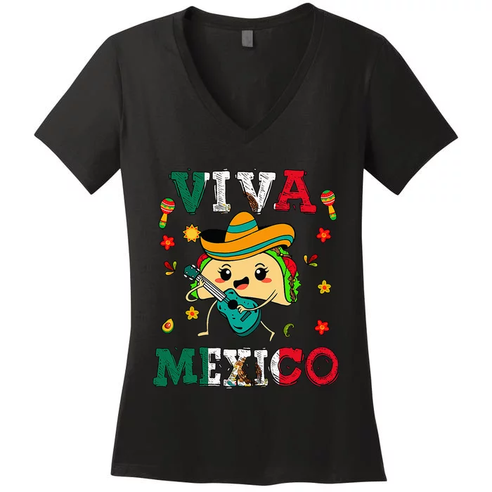 Cinco De Mayo Outfit Viva Mexico Mexican Funny Taco Women's V-Neck T-Shirt