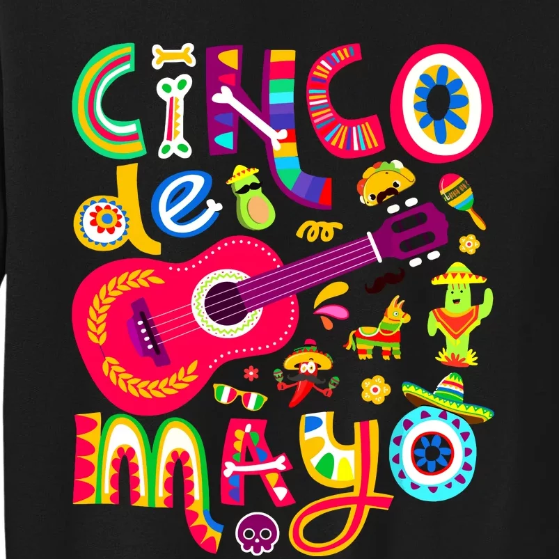 Cinco De Mayo Mexican Taco Guitar Fiesta Cinco De Mayo Tall Sweatshirt