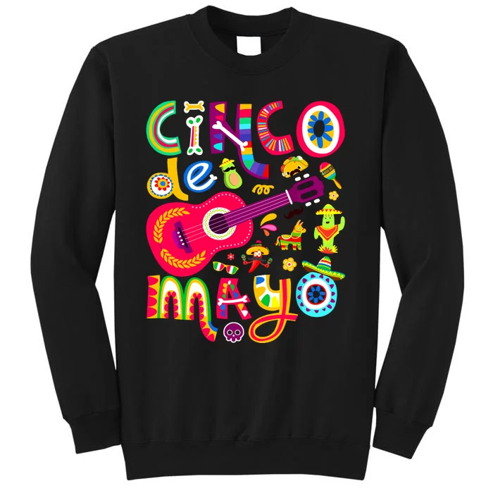 Cinco De Mayo Mexican Taco Guitar Fiesta Cinco De Mayo Tall Sweatshirt