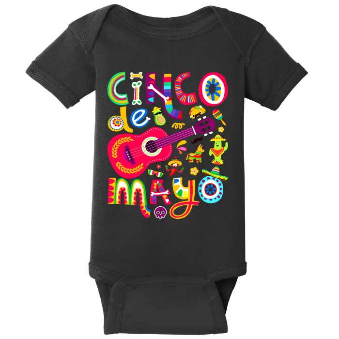 Cinco De Mayo Mexican Taco Guitar Fiesta Cinco De Mayo Baby Bodysuit