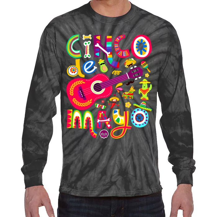 Cinco De Mayo Mexican Taco Guitar Fiesta Cinco De Mayo Tie-Dye Long Sleeve Shirt