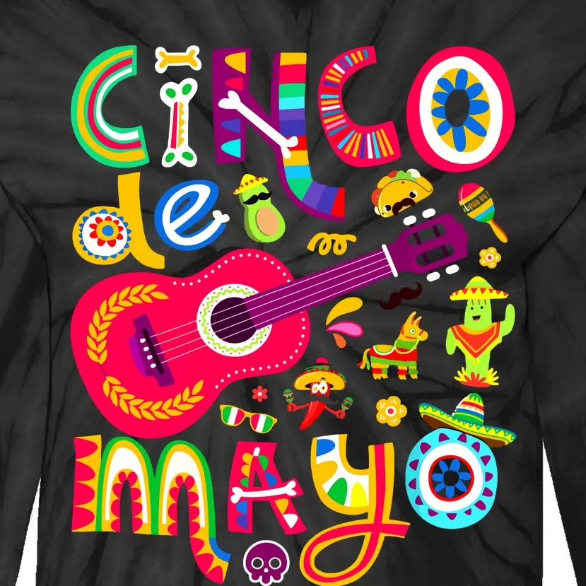 Cinco De Mayo Mexican Taco Guitar Fiesta Cinco De Mayo Tie-Dye Long Sleeve Shirt