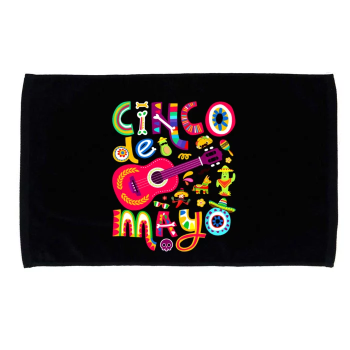 Cinco De Mayo Mexican Taco Guitar Fiesta Cinco De Mayo Microfiber Hand Towel