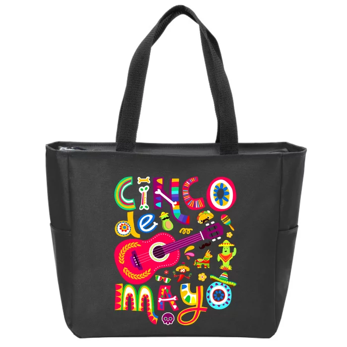 Cinco De Mayo Mexican Taco Guitar Fiesta Cinco De Mayo Zip Tote Bag