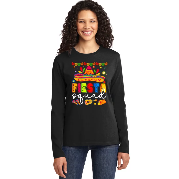 Cinco De Mayo Fiesta Squad Family Matching Group Ladies Long Sleeve Shirt