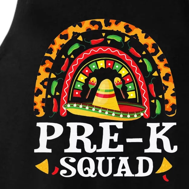 Cinco De Mayo Rainbow Leopard PreK Squad Teacher Ladies Tri-Blend Wicking Tank