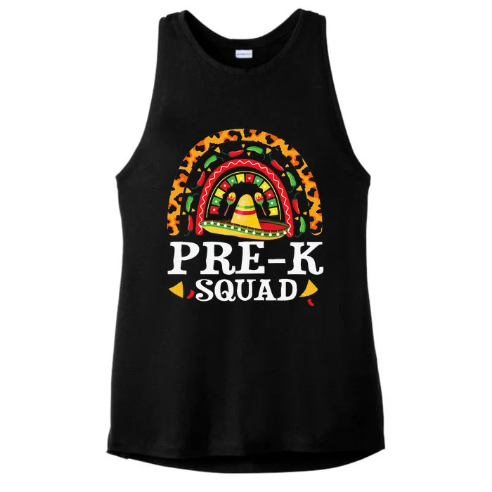 Cinco De Mayo Rainbow Leopard PreK Squad Teacher Ladies Tri-Blend Wicking Tank