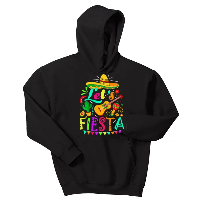 Cinco De Mayo Mexican Guitar Cactus Lets Fiesta Kids Hoodie