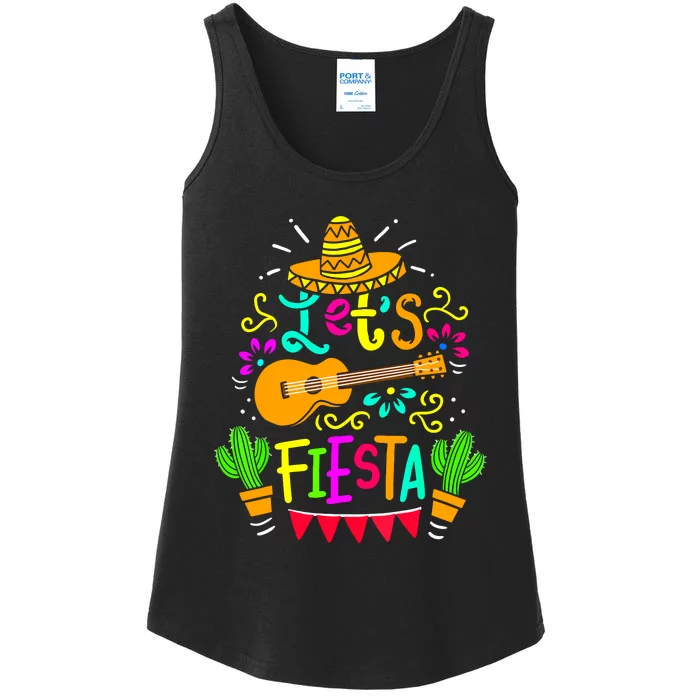 Cinco De Mayo Mexican Guitar Cactus For Women Girl Ladies Essential Tank