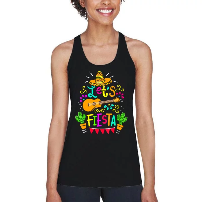 Cinco De Mayo Mexican Guitar Cactus For Women Girl Women's Racerback Tank