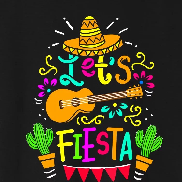 Cinco De Mayo Mexican Guitar Cactus For Women Girl Women's Crop Top Tee