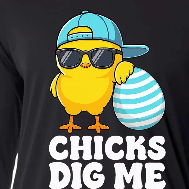 Chicks Dig Me Easter Happy Easter Funny Cooling Performance Long Sleeve Crew