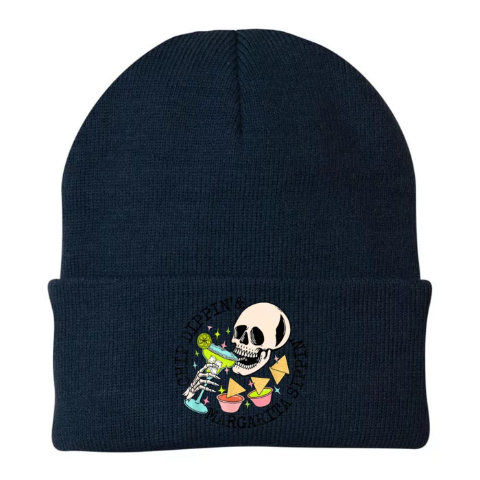 Chip Dippin Margarita Sippin Funny Skull Skeleton Knit Cap Winter Beanie