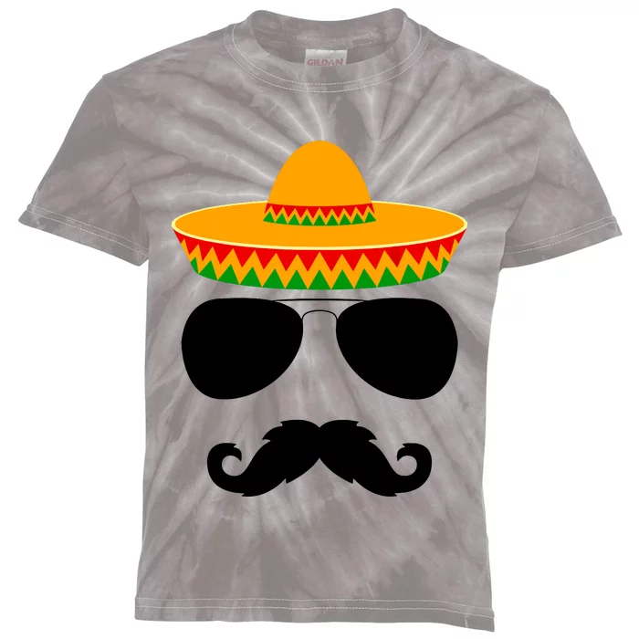 Cinco De Mayo Party Funny Cinco De Mayo Mustache Face Kids Tie-Dye T-Shirt