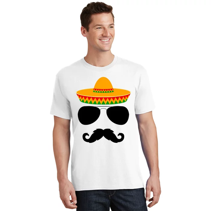 Cinco De Mayo Party Funny Cinco De Mayo Mustache Face T-Shirt