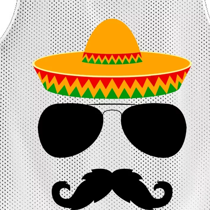 Cinco De Mayo Party Funny Cinco De Mayo Mustache Face Mesh Reversible Basketball Jersey Tank