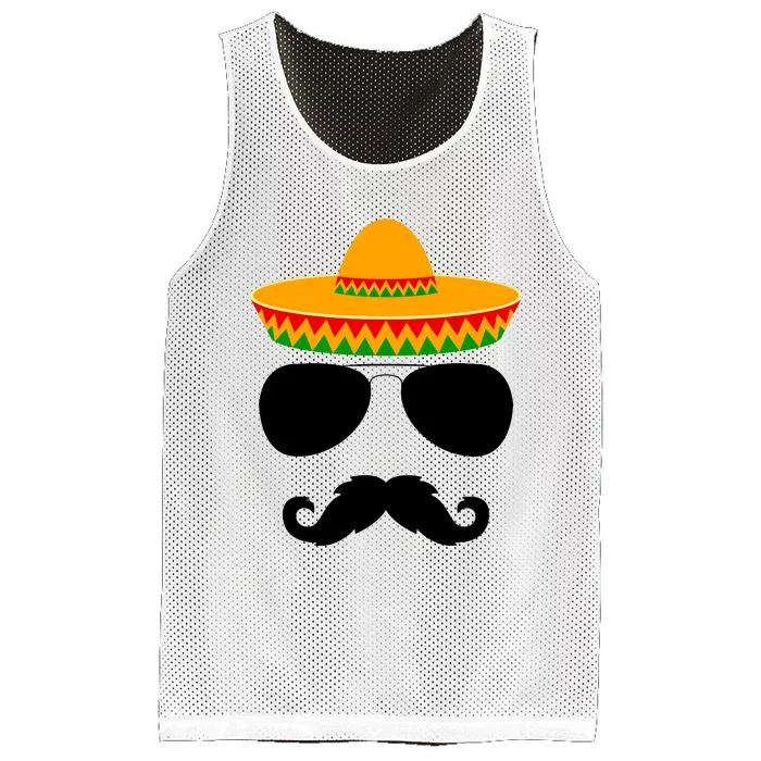 Cinco De Mayo Party Funny Cinco De Mayo Mustache Face Mesh Reversible Basketball Jersey Tank