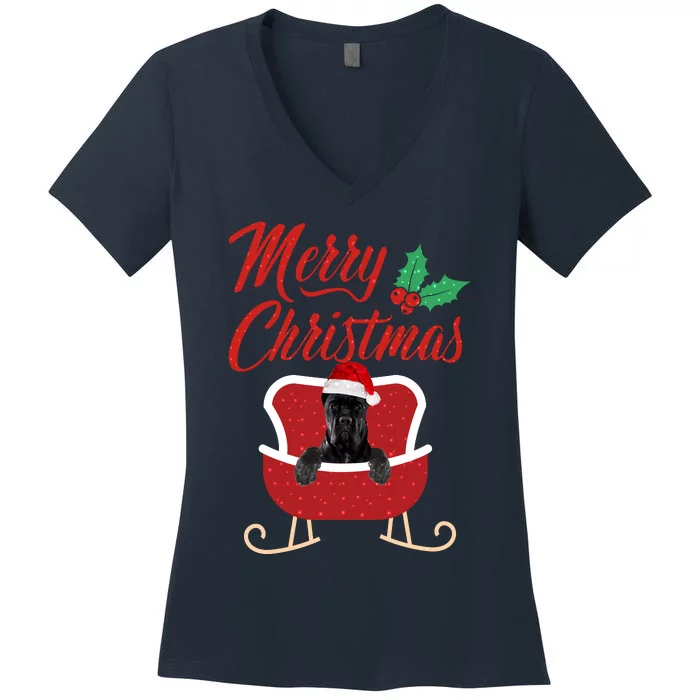 Canecorso Dog Merry Christmas Design For The Holiday Season! Women's V-Neck T-Shirt