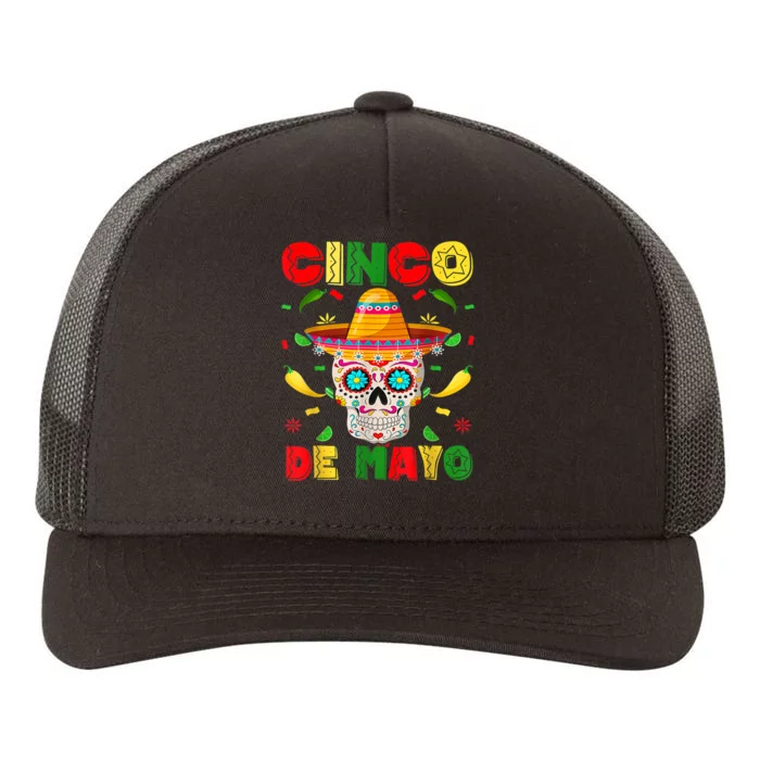 Cinco De Mayo Sugar Skull Men Women Mexican Fiesta Taco Yupoong Adult 5-Panel Trucker Hat