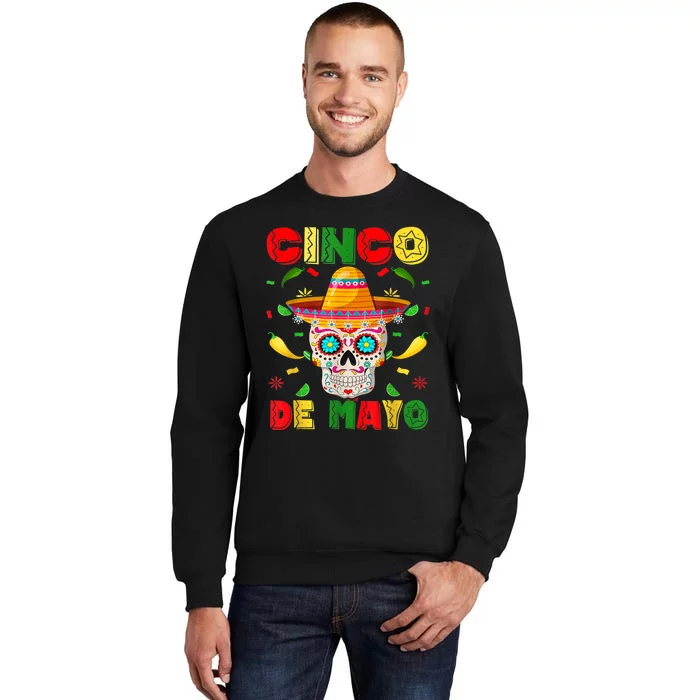 Cinco De Mayo Sugar Skull Men Women Mexican Fiesta Taco Tall Sweatshirt