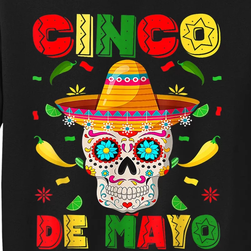 Cinco De Mayo Sugar Skull Men Women Mexican Fiesta Taco Tall Sweatshirt