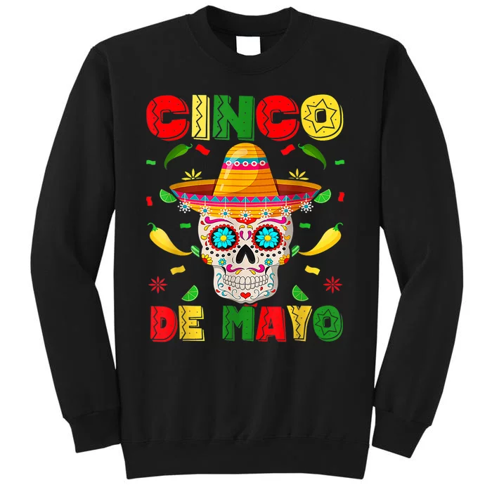 Cinco De Mayo Sugar Skull Men Women Mexican Fiesta Taco Tall Sweatshirt