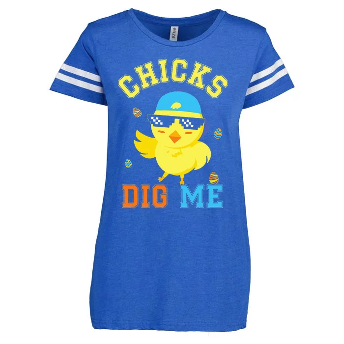 Chicks Dig Me Happy Easter Egg Hunt Enza Ladies Jersey Football T-Shirt