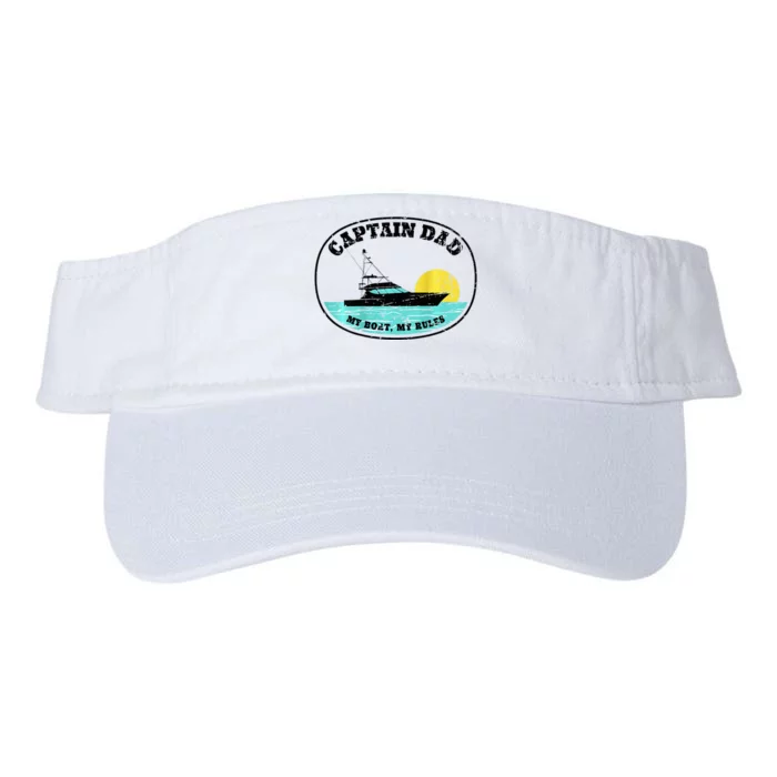 Captain Dad My Boat My Rules Yacht Boating Valucap Bio-Washed Visor