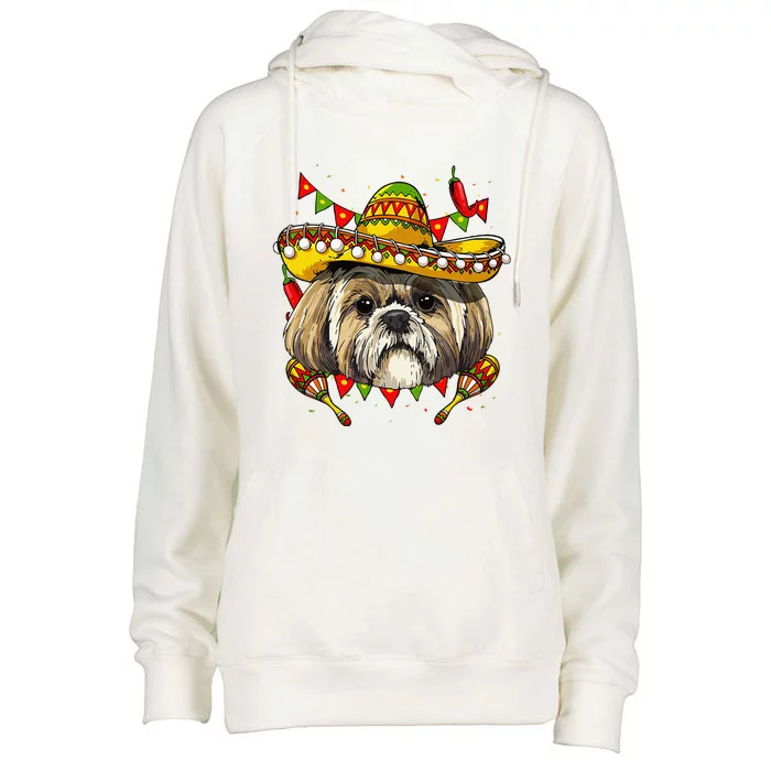 Cinco De Mayo Shih Tzu Women Sombrero Womens Funnel Neck Pullover Hood