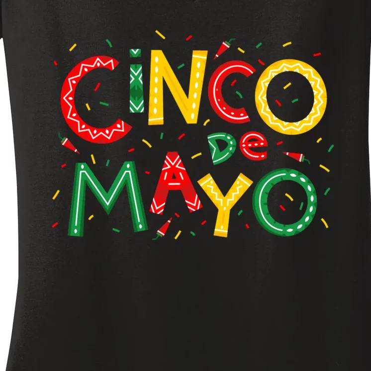 Cinco De Mayo Chili Pepper Celebration Women's V-Neck T-Shirt