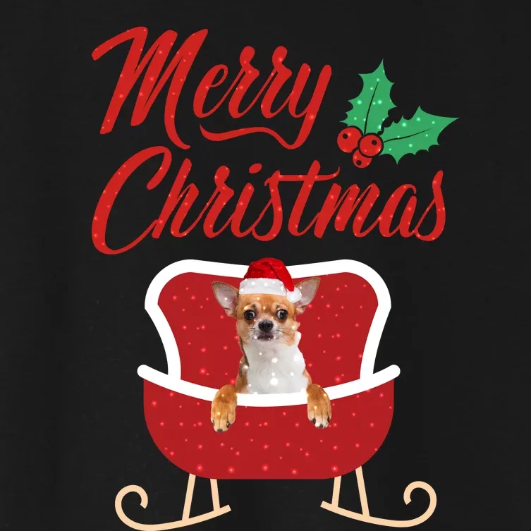 Chihuahua Dog Merry Christmas Design For The Holiday Season! Women's Crop Top Tee