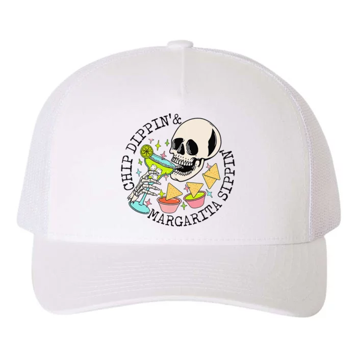 Chip Dippin Margarita Sippin Funny Skull Skeleton Yupoong Adult 5-Panel Trucker Hat