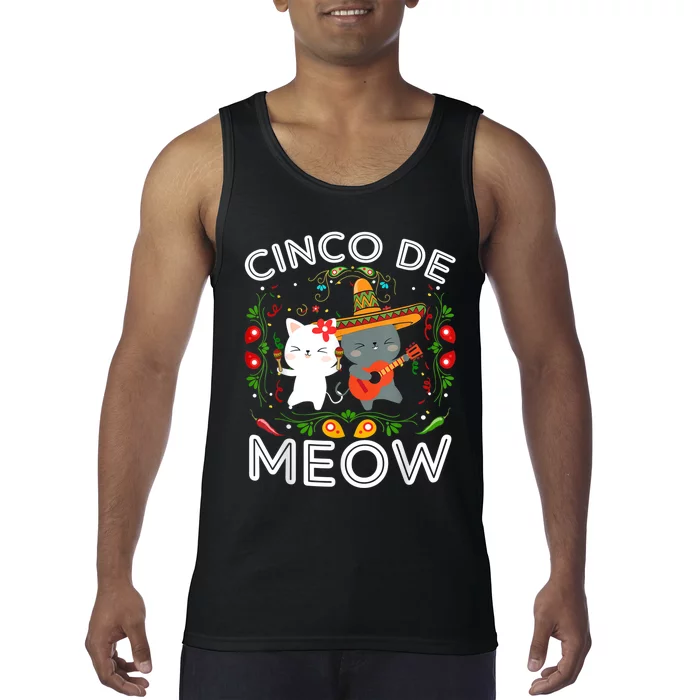 Cinco De Meow Mexican Kawaii Cat Kitten Tank Top