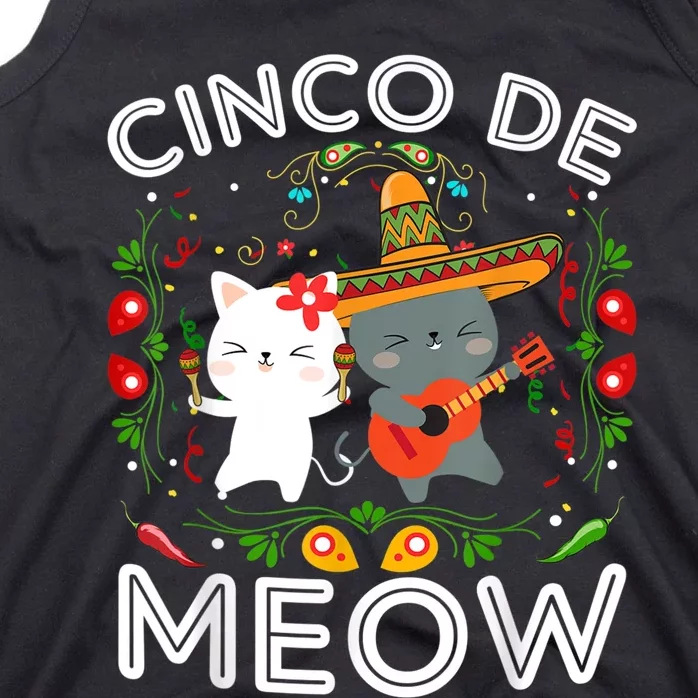 Cinco De Meow Mexican Kawaii Cat Kitten Tank Top