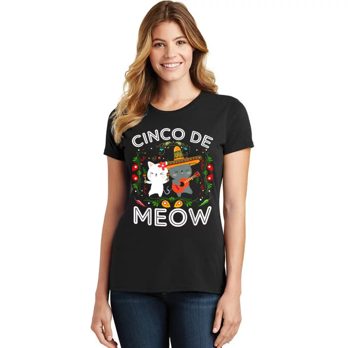 Cinco De Meow Mexican Kawaii Cat Kitten Women's T-Shirt