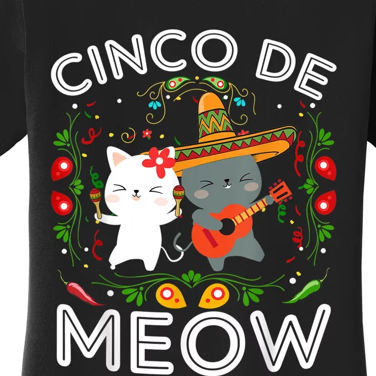 Cinco De Meow Mexican Kawaii Cat Kitten Women's T-Shirt