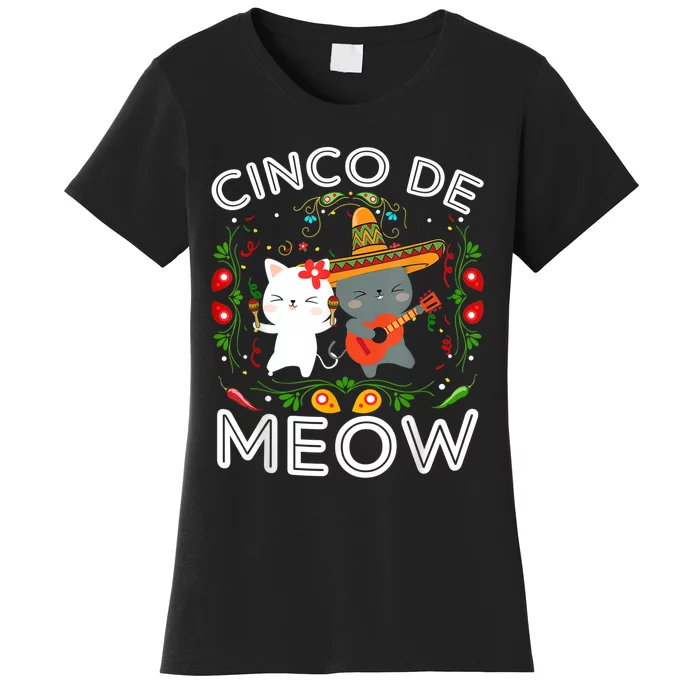 Cinco De Meow Mexican Kawaii Cat Kitten Women's T-Shirt