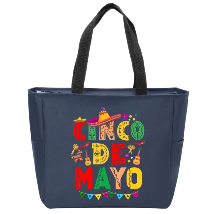 Cinco De Mayo Lets Fiesta Squad 5 De Mayo Mexican Party Zip Tote Bag