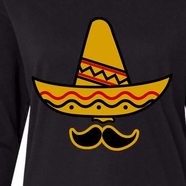 Cinco De Mayo Mustache Sombrero Funny Womens Cotton Relaxed Long Sleeve T-Shirt