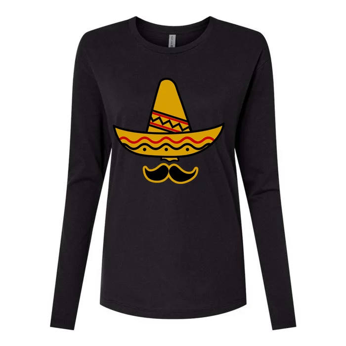 Cinco De Mayo Mustache Sombrero Funny Womens Cotton Relaxed Long Sleeve T-Shirt