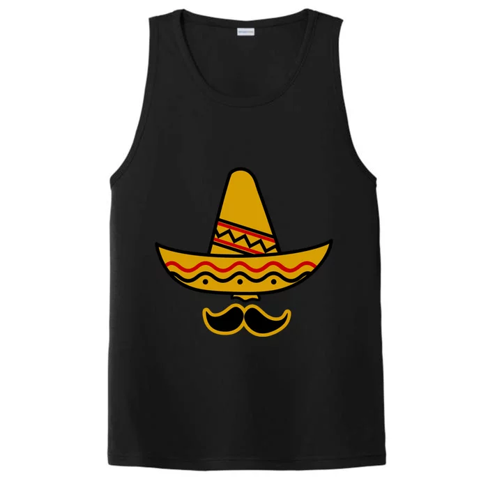 Cinco De Mayo Mustache Sombrero Funny Performance Tank