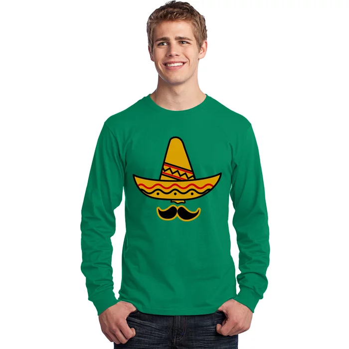 Cinco De Mayo Mustache Sombrero Funny Long Sleeve Shirt