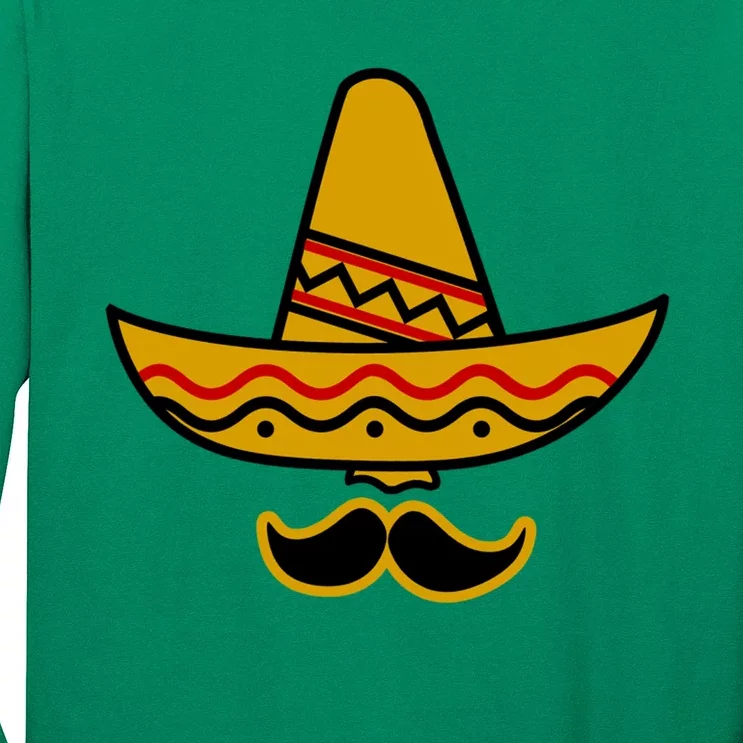 Cinco De Mayo Mustache Sombrero Funny Long Sleeve Shirt