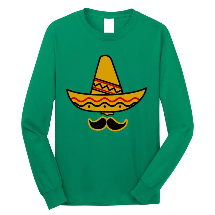 Cinco De Mayo Mustache Sombrero Funny Long Sleeve Shirt