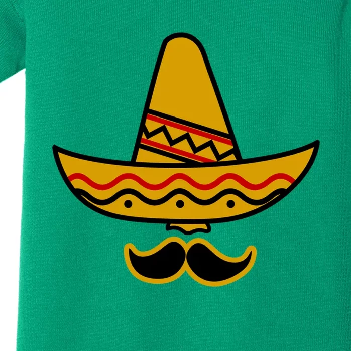 Cinco De Mayo Mustache Sombrero Funny Baby Bodysuit