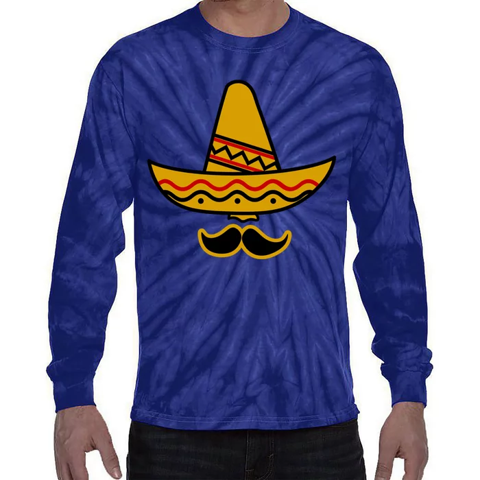 Cinco De Mayo Mustache Sombrero Funny Tie-Dye Long Sleeve Shirt